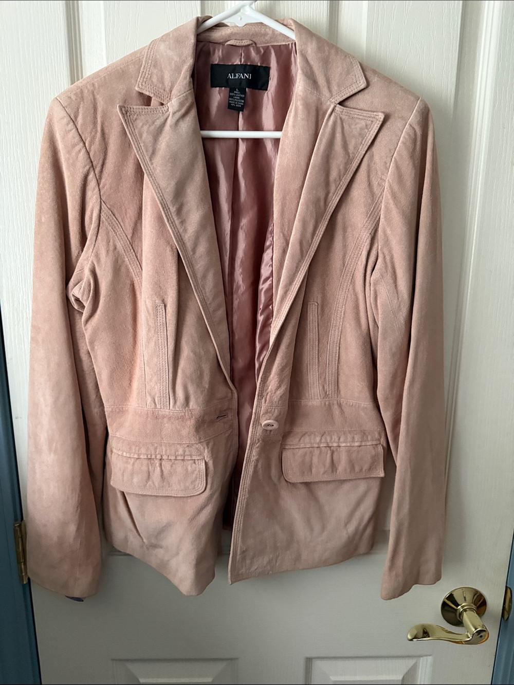 Alfani Blush Pink Suede Blazer Jacket